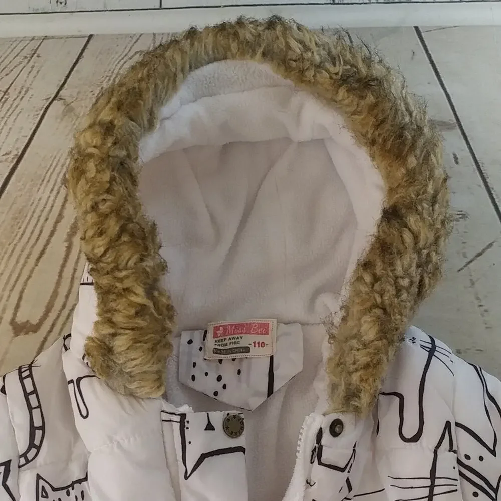 Miss Bei Cat Print Hooded Coat‎ (No Zipper)